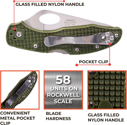 Firebird GANZO F759MS-OR Pocket Folding Knife 440C Stainless Steel Serrated Blade Anti-Slip Handle with Clip Fishing Camping EDC Utility Pocket Knife (Orange)