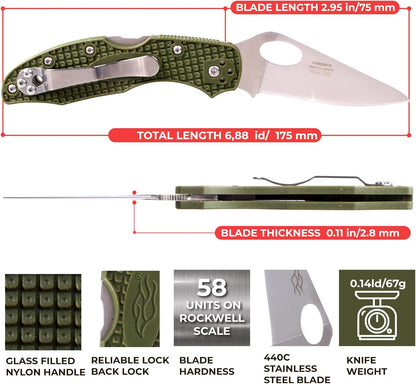 Firebird GANZO F759MS-OR Pocket Folding Knife 440C Stainless Steel Serrated Blade Anti-Slip Handle with Clip Fishing Camping EDC Utility Pocket Knife (Orange)