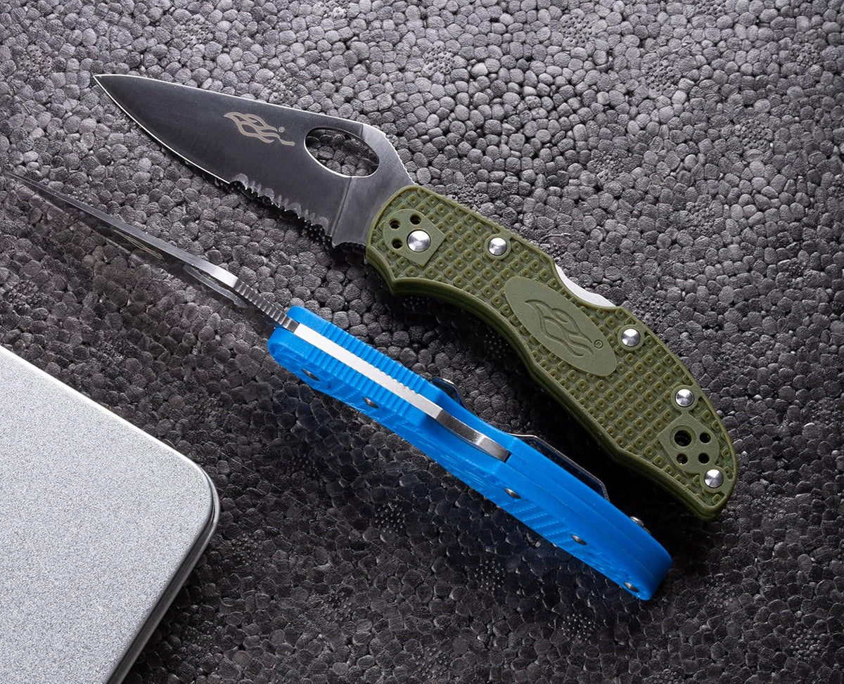 Firebird GANZO F759MS-OR Pocket Folding Knife 440C Stainless Steel Serrated Blade Anti-Slip Handle with Clip Fishing Camping EDC Utility Pocket Knife (Orange)