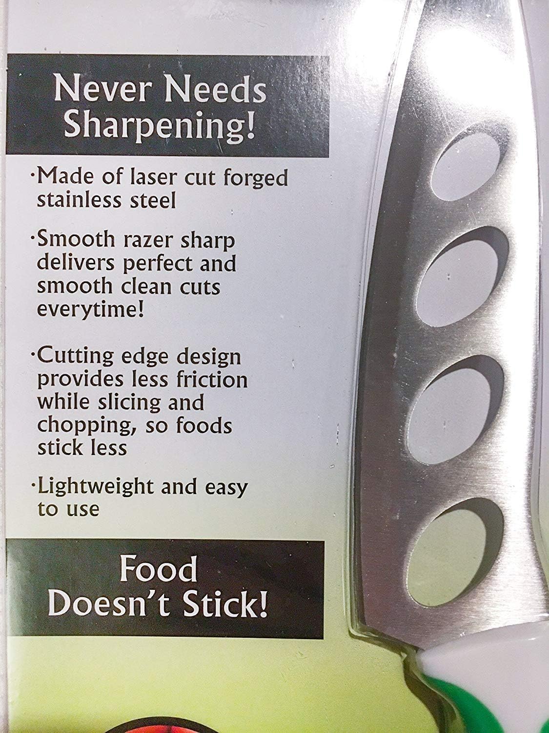 Forever Knife - Razor Sharp, Non-Stick, Laser Cut Forged Stainless Steel Knife - Great For Cheese, Potato and Tomatos - Never Needs Sharpening!