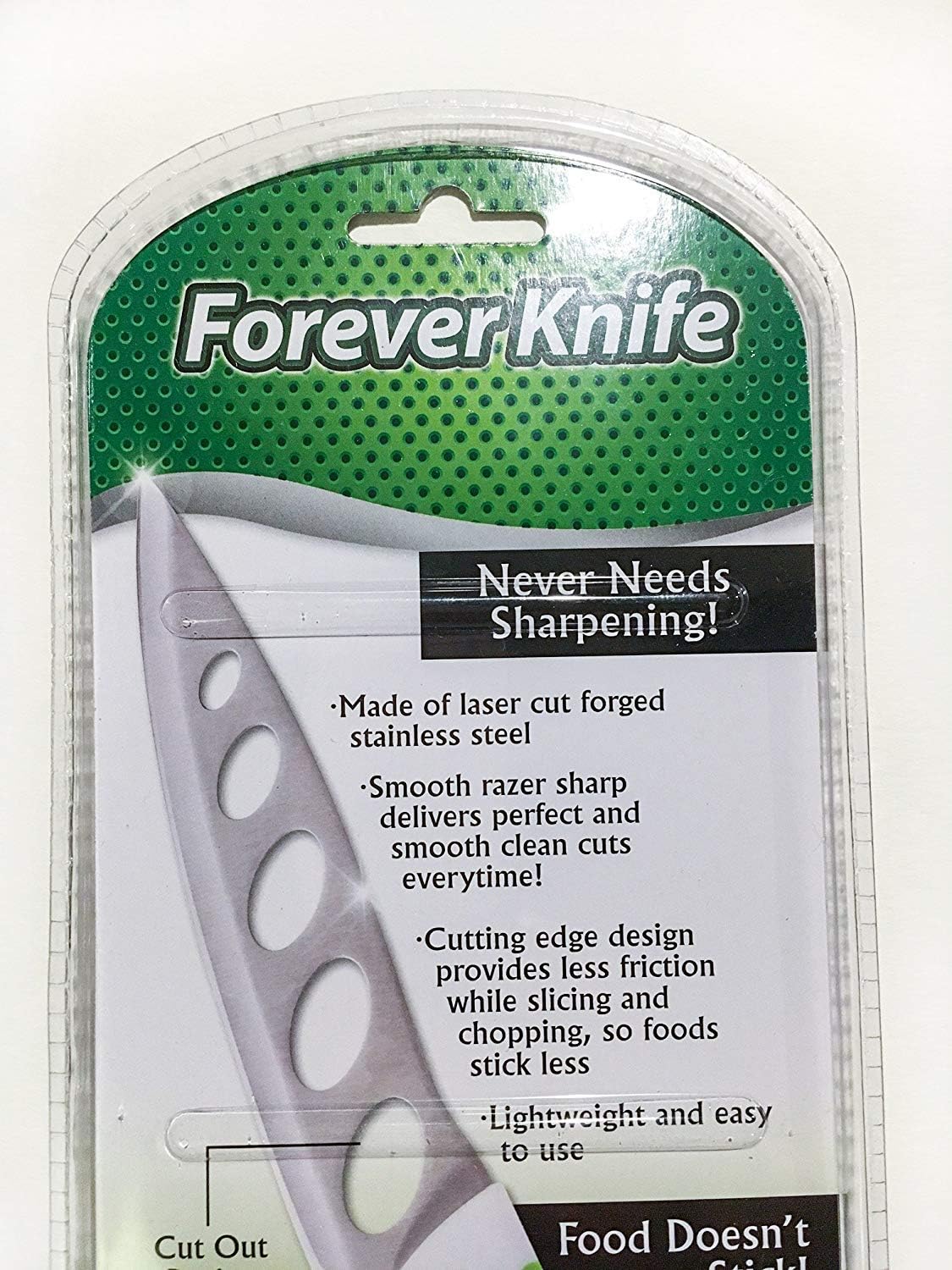 Forever Knife - Razor Sharp, Non-Stick, Laser Cut Forged Stainless Steel Knife - Great For Cheese, Potato and Tomatos - Never Needs Sharpening!