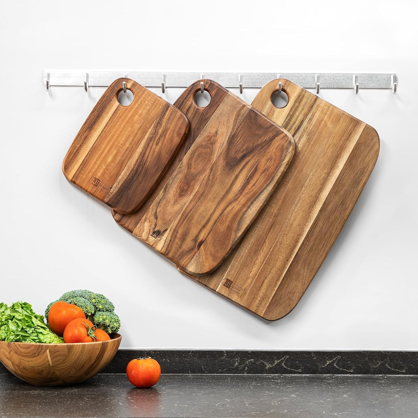 Wood Cutting Boards for Kitchen,JAMES.F Acacia Wooden Heavy Duty Cutting Board, Chopping Serving Boards with Hanging Hole for Meat Bread or Vegetables