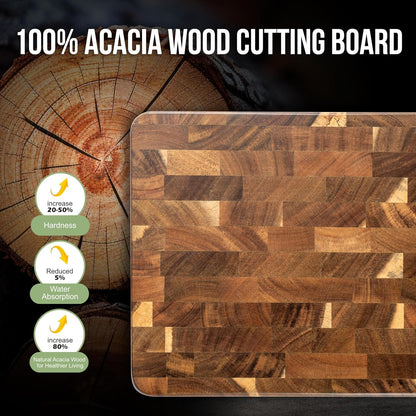 Wood Cutting Boards for Kitchen,JAMES.F Acacia Wooden Heavy Duty Cutting Board, Chopping Serving Boards with Hanging Hole for Meat Bread or Vegetables