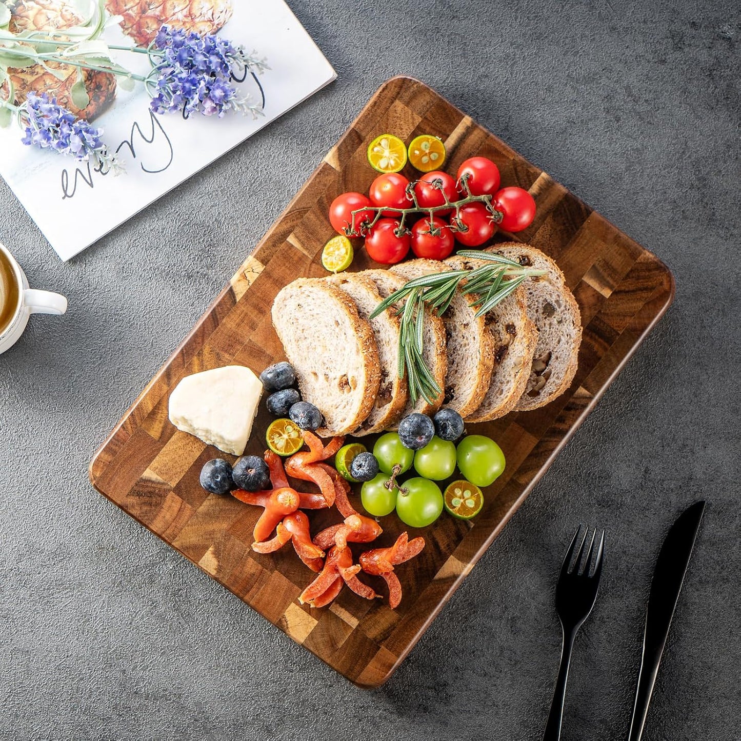 Wood Cutting Boards for Kitchen,JAMES.F Acacia Wooden Heavy Duty Cutting Board, Chopping Serving Boards with Hanging Hole for Meat Bread or Vegetables