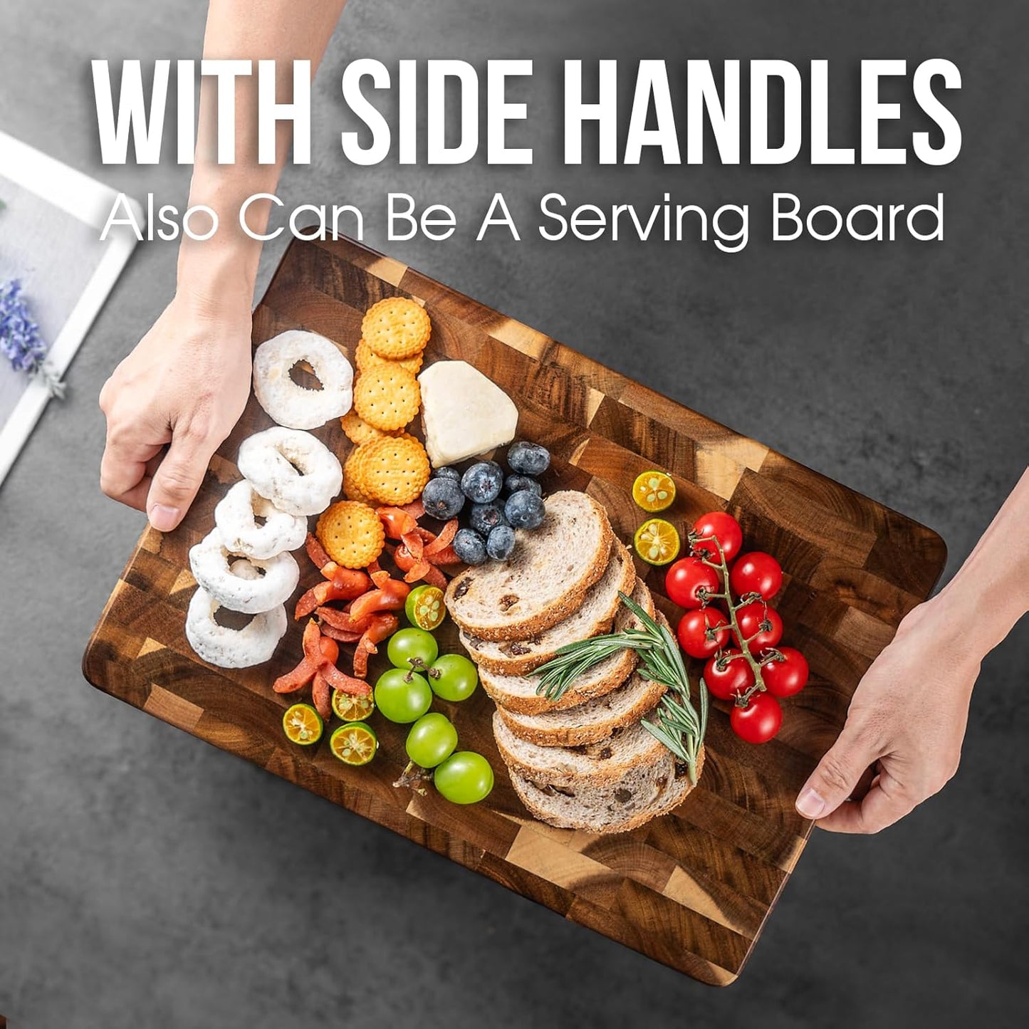 Wood Cutting Boards for Kitchen,JAMES.F Acacia Wooden Heavy Duty Cutting Board, Chopping Serving Boards with Hanging Hole for Meat Bread or Vegetables