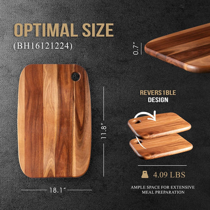 Wood Cutting Boards for Kitchen,JAMES.F Acacia Wooden Heavy Duty Cutting Board, Chopping Serving Boards with Hanging Hole for Meat Bread or Vegetables