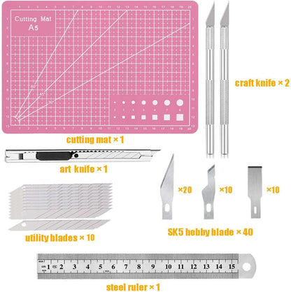 Exacto Knife Precision Carving Craft Hobby Knife Kit with 40 PCS Exacto Blades for DIY Art Work Cutting, Hobby, Scrapbooking, Stencil (Pink)