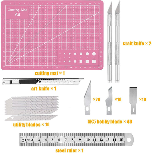 Exacto Knife Precision Carving Craft Hobby Knife Kit with 40 PCS Exacto Blades for DIY Art Work Cutting, Hobby, Scrapbooking, Stencil (Pink)