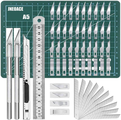 Exacto Knife Precision Carving Craft Hobby Knife Kit with 40 PCS Exacto Blades for DIY Art Work Cutting, Hobby, Scrapbooking, Stencil (Pink)