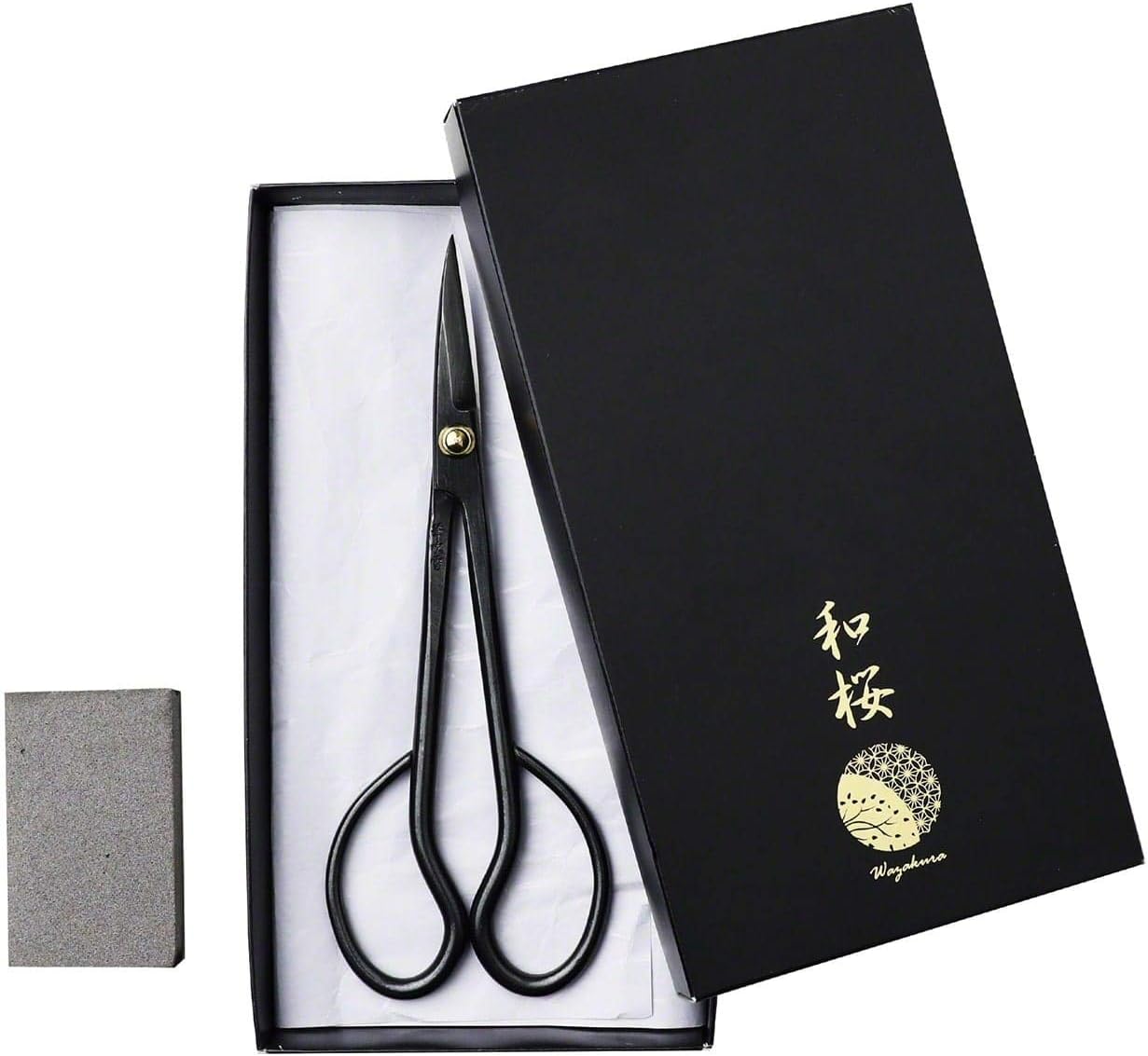 Wazakura Japanese Bonsai Trimming Care Kit Made in Japan, Satsuki Bonsai Scissors 7inch(180mm) + Sap Rust Eraser Gift Box Set