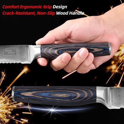 Damascus Bread Knife, 8-Inch Bread Knife with 9Cr18MoV Steel Core, Japanese Bread Knife with Ergonomic Wood Handle, Ultra-Sharp Serrated bread Knives for Homemade Bread with Gift Box DBK-001