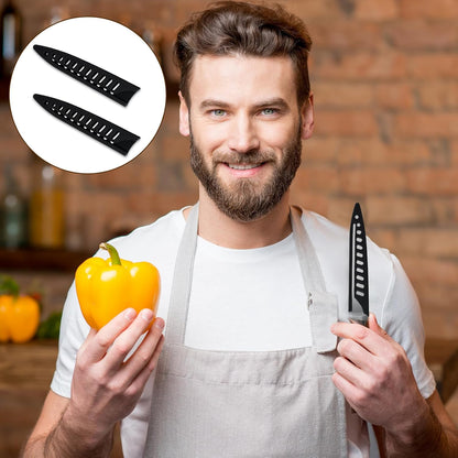 2 Pcs Knife Sheath Blade Protector Kitchen Safety Knife Covers or Sleeves for 5 inch Paring Knives Universal Black Plastic Knives Guards for Kitchen
