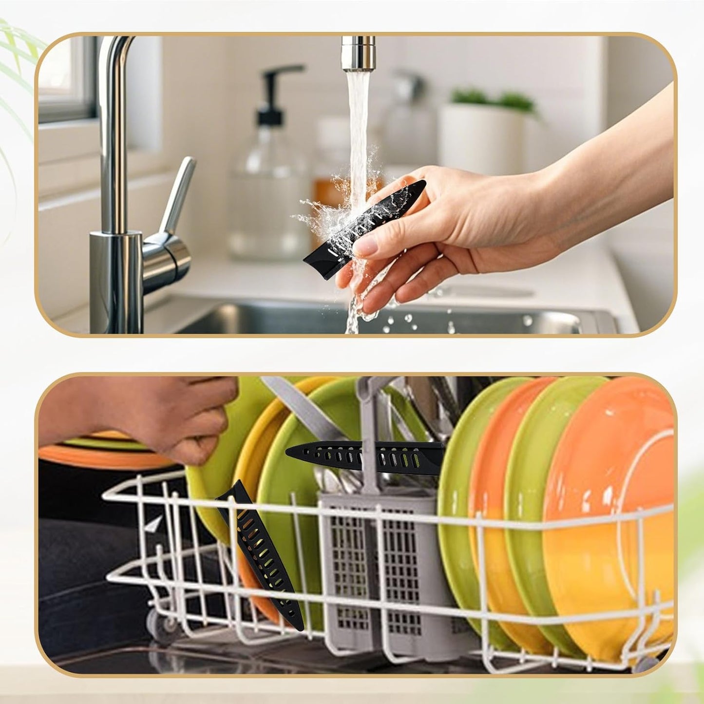 2 Pcs Knife Sheath Blade Protector Kitchen Safety Knife Covers or Sleeves for 5 inch Paring Knives Universal Black Plastic Knives Guards for Kitchen
