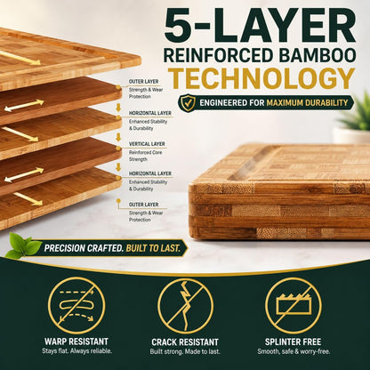 Bamboo Cutting Board Set with Juice Groove, End Grain Cutting Boards, Set of 3 with Holder, Extra Large17 x 12 Inch,1 Inch Thick Heavy Weight 9.5 lb Non-Toxic Wood Chopping Boards for Meat, Vegetables