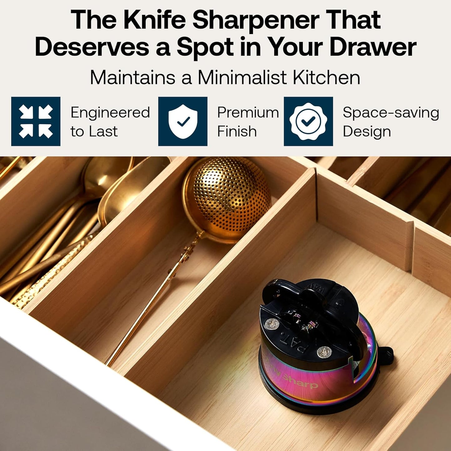 – Chef – Hands Free Knife Sharpener - Easy to Use Sharpening Tool w/PowerGrip Suction Base and 20-Degree Pre-Set Angle - for All Knives: Chef's, Serrated, and Hardened Steel - Oil Slick
