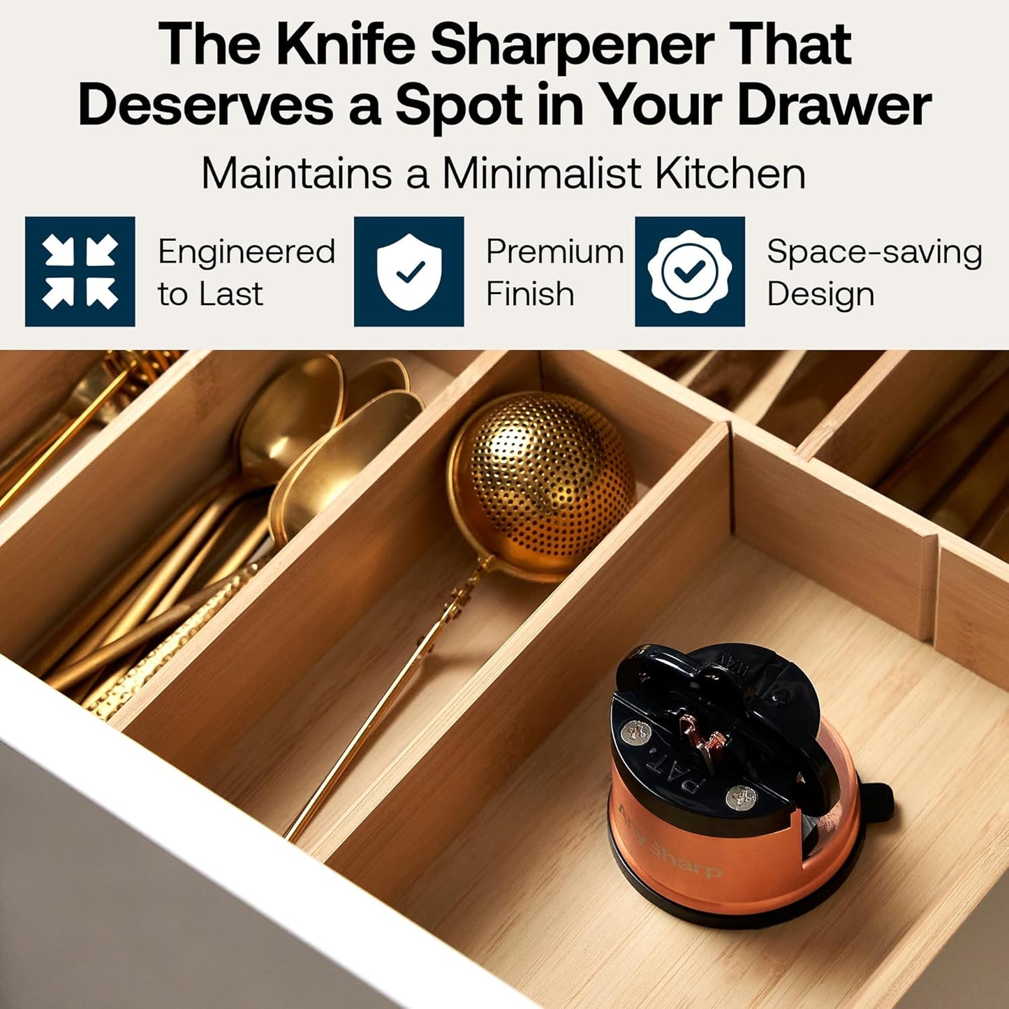 – Chef – Hands Free Knife Sharpener - Easy to Use Sharpening Tool w/PowerGrip Suction Base and 20-Degree Pre-Set Angle - for All Knives: Chef's, Serrated, and Hardened Steel - Oil Slick
