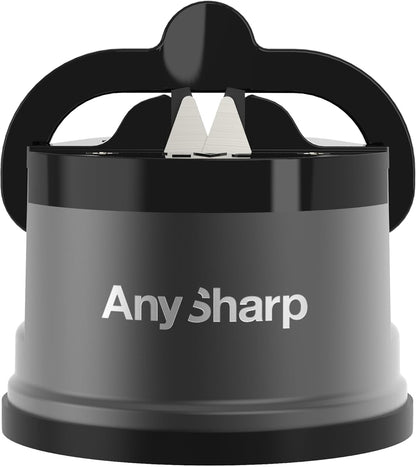 – Chef – Hands Free Knife Sharpener - Easy to Use Sharpening Tool w/PowerGrip Suction Base and 20-Degree Pre-Set Angle - for All Knives: Chef's, Serrated, and Hardened Steel - Oil Slick