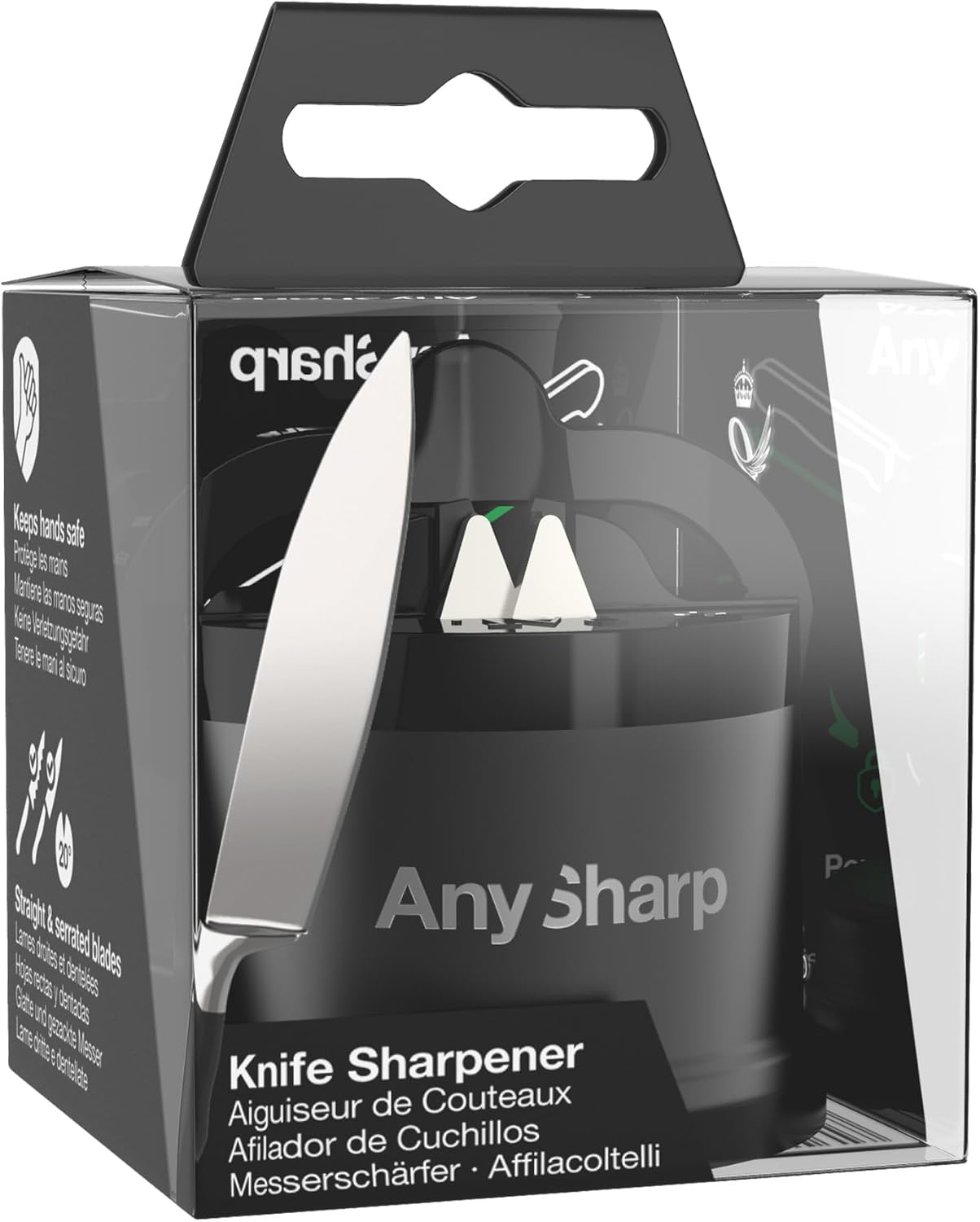 – Chef – Hands Free Knife Sharpener - Easy to Use Sharpening Tool w/PowerGrip Suction Base and 20-Degree Pre-Set Angle - for All Knives: Chef's, Serrated, and Hardened Steel - Oil Slick