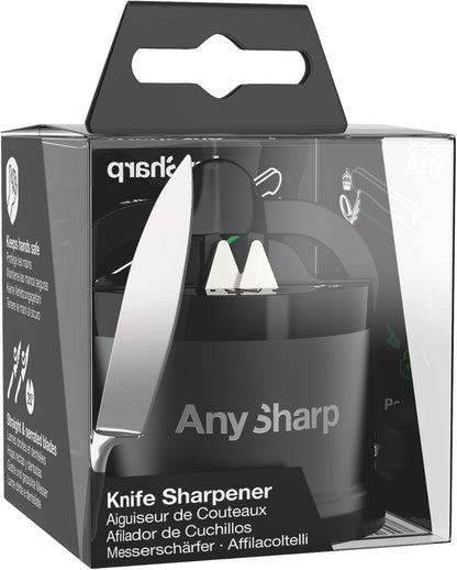 – Chef – Hands Free Knife Sharpener - Easy to Use Sharpening Tool w/PowerGrip Suction Base and 20-Degree Pre-Set Angle - for All Knives: Chef's, Serrated, and Hardened Steel - Oil Slick