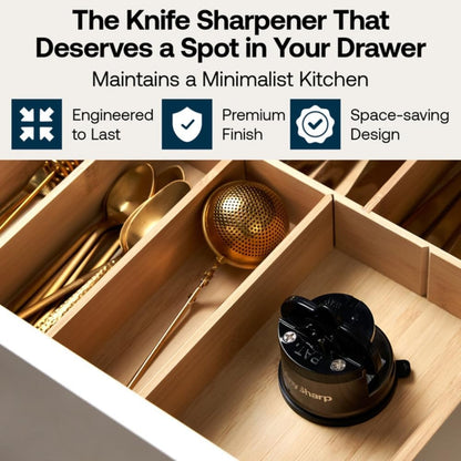 – Chef – Hands Free Knife Sharpener - Easy to Use Sharpening Tool w/PowerGrip Suction Base and 20-Degree Pre-Set Angle - for All Knives: Chef's, Serrated, and Hardened Steel - Oil Slick