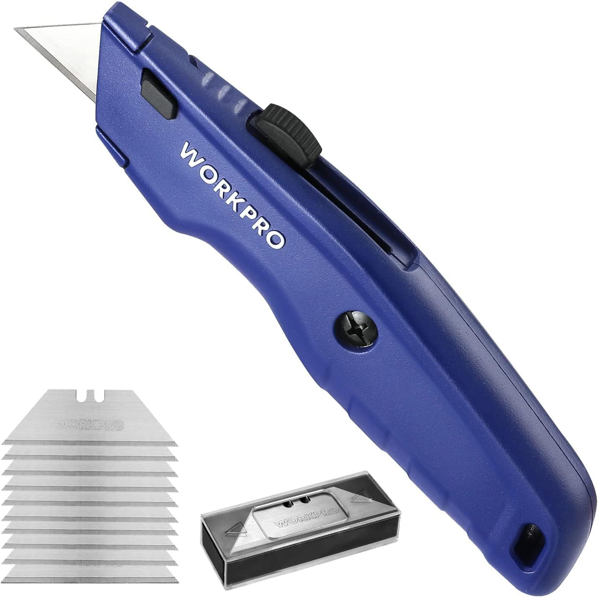 Premium Utility Knife, Retractable All Metal Heavy Duty Box Cutter, Quick Change Blade Razor Knife, with 10 Extra Blades