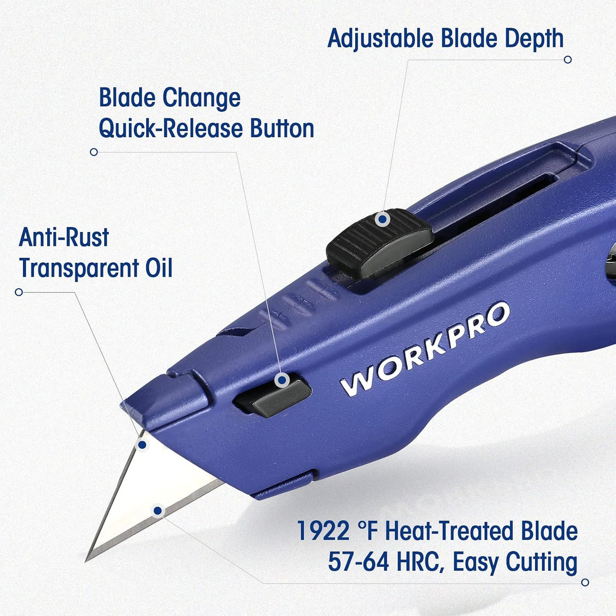 Premium Utility Knife, Retractable All Metal Heavy Duty Box Cutter, Quick Change Blade Razor Knife, with 10 Extra Blades