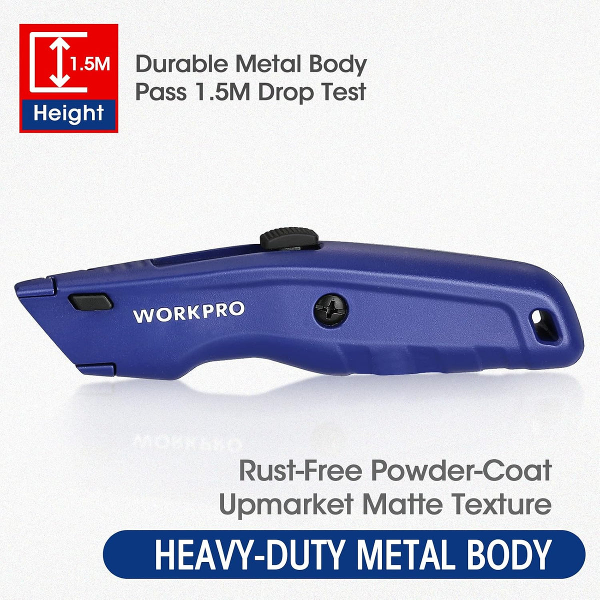 Premium Utility Knife, Retractable All Metal Heavy Duty Box Cutter, Quick Change Blade Razor Knife, with 10 Extra Blades