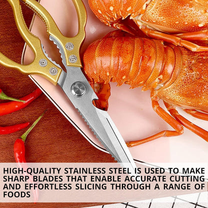 Gold Kitchen Scissors Heavy Duty – 8.9" Stainless Steel Shears for Food Scissors Heavy Duty Multi-Purpose for Meat Chicken Fish Kitchen Tool Gold Shears