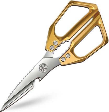 Gold Kitchen Scissors Heavy Duty – 8.9" Stainless Steel Shears for Food Scissors Heavy Duty Multi-Purpose for Meat Chicken Fish Kitchen Tool Gold Shears