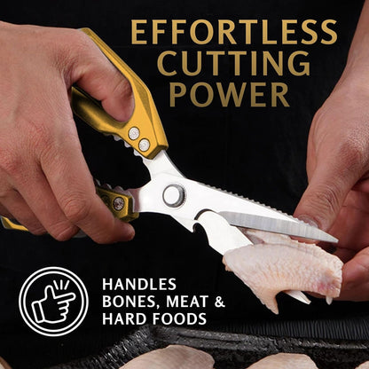 Gold Kitchen Scissors Heavy Duty – 8.9" Stainless Steel Shears for Food Scissors Heavy Duty Multi-Purpose for Meat Chicken Fish Kitchen Tool Gold Shears