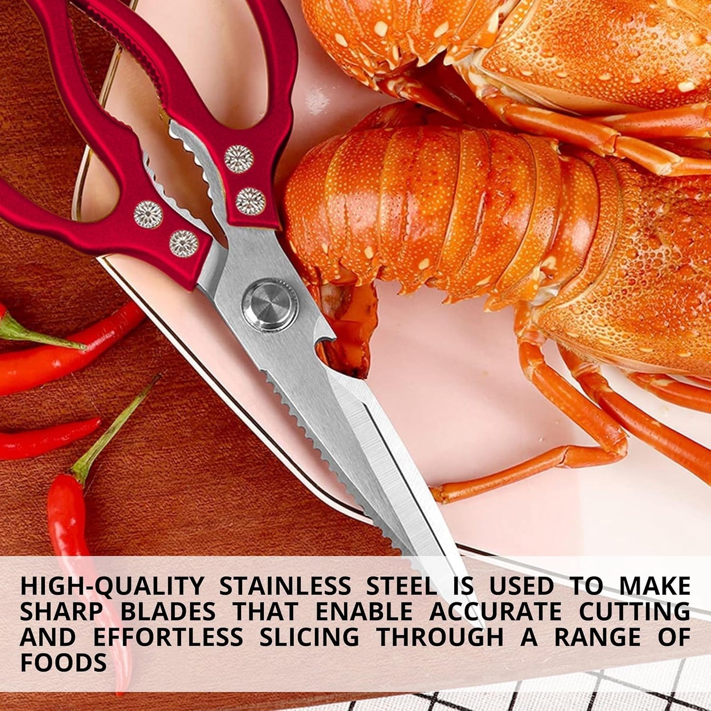 Gold Kitchen Scissors Heavy Duty – 8.9" Stainless Steel Shears for Food Scissors Heavy Duty Multi-Purpose for Meat Chicken Fish Kitchen Tool Gold Shears
