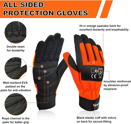 Chainsaw Gloves Class 1 Latest Standard EN ISO 11393-4 | EN 388: 4122X, Left Hand Protection