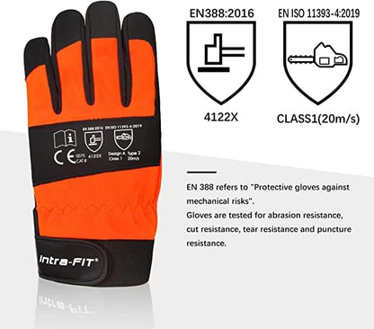 Chainsaw Gloves Class 1 Latest Standard EN ISO 11393-4 | EN 388: 4122X, Left Hand Protection