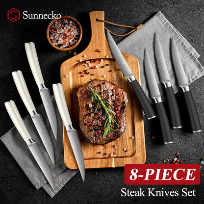 Steak Knives Set of 6,Premium Stainless Steel Serrated Steak Knife Set,Pakkawood Handle 4.5 Inch Kitchen Steak Knife with Gift Box