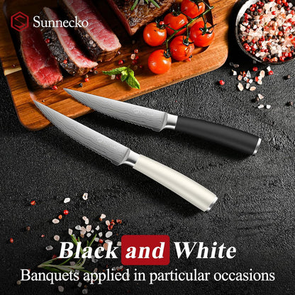 Steak Knives Set of 6,Premium Stainless Steel Serrated Steak Knife Set,Pakkawood Handle 4.5 Inch Kitchen Steak Knife with Gift Box