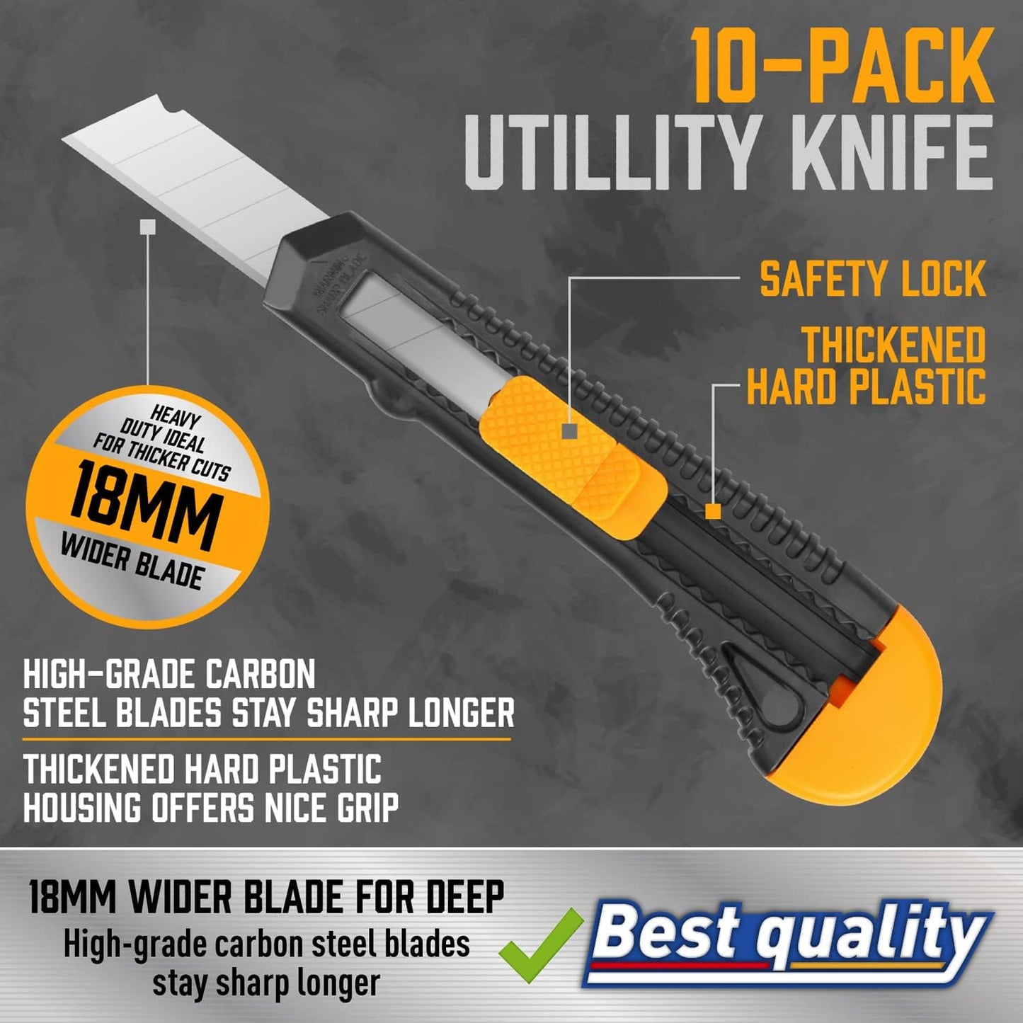 14-Piece Retractable Box Cutter, Utility Knifes for Boxes, Cartons, Cardboard Cutting, 18mm & 9mm Wide Blade Cutter, Very Suitable for Office and Home Use.