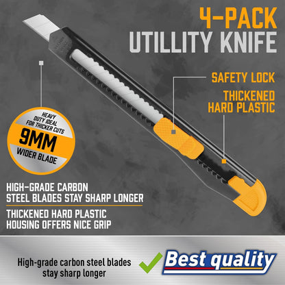 14-Piece Retractable Box Cutter, Utility Knifes for Boxes, Cartons, Cardboard Cutting, 18mm & 9mm Wide Blade Cutter, Very Suitable for Office and Home Use.
