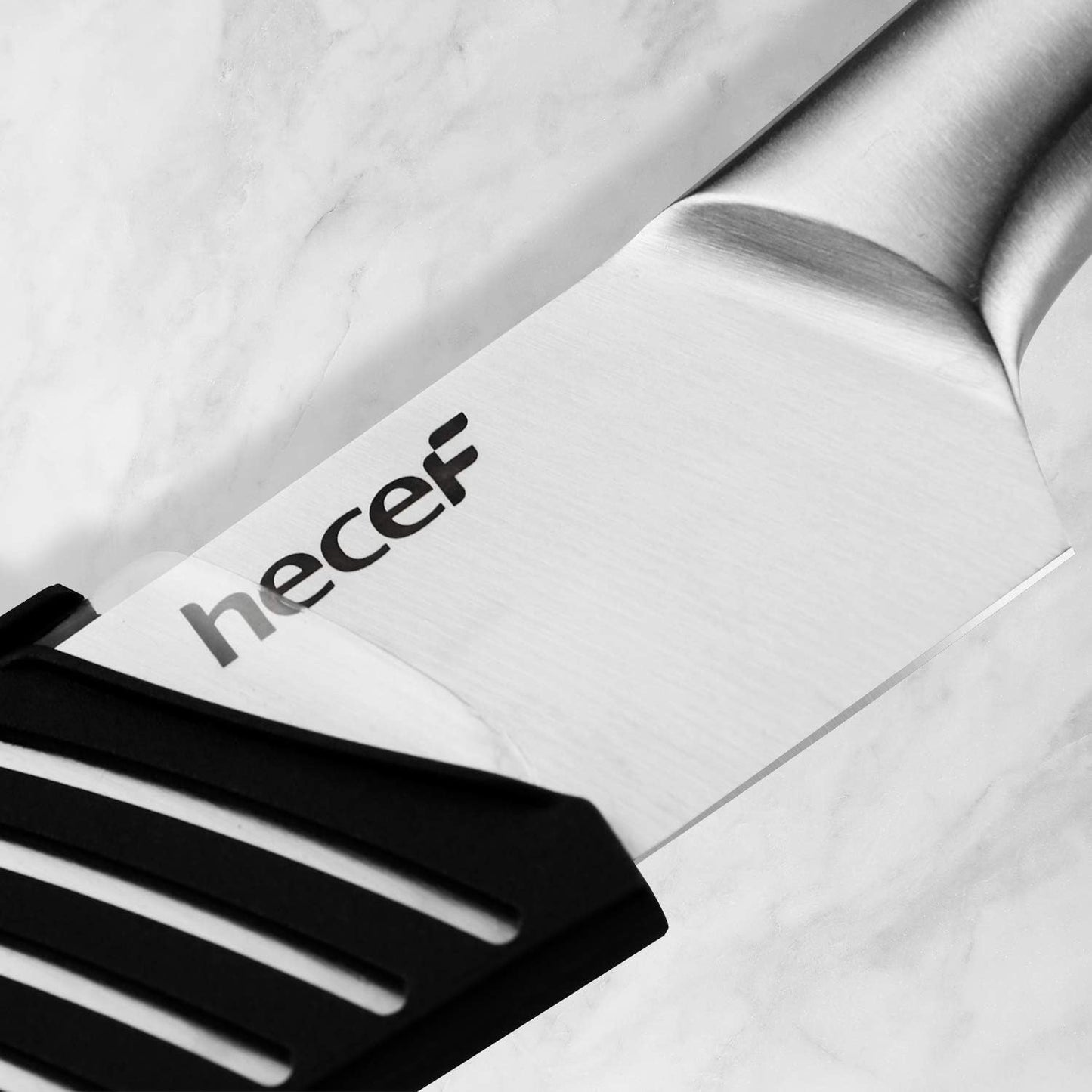 Silver Kitchen knife set of 5, Satin Finish Blade with Hollow Handle, includes 8" Chef, 8" Bread, 8" Santoku, 5" Utility and 3.5" paring knife