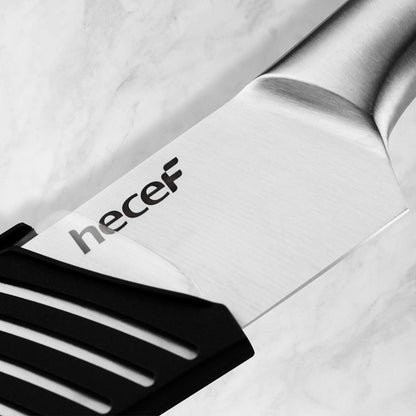 Silver Kitchen knife set of 5, Satin Finish Blade with Hollow Handle, includes 8" Chef, 8" Bread, 8" Santoku, 5" Utility and 3.5" paring knife