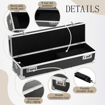 2 Pcs Chef's Knife Cases Aluminum Hard Shell with Double Combination Lock and Compartments Storage Box Portable Organizer with 8 Knife Slots for Cooking Classes