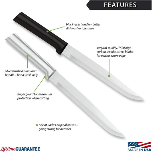 Slicer Knife (W207), Black Handle | 7" Stainless Steel Blade, Black Resin Handle