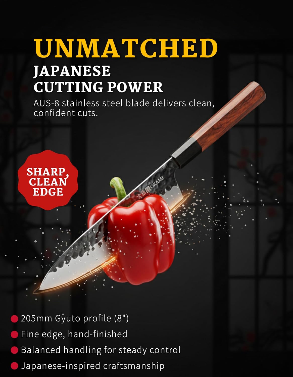 Chef Knife 8 Inch - Hand Forged Kitchen Knife with 67-Layer Japanese Damascus Steel, AUS-10 Core & G10 Handle - Ultra Sharp, Perfectly Balanced Gyuto Knife for Home Chefs and Professionals