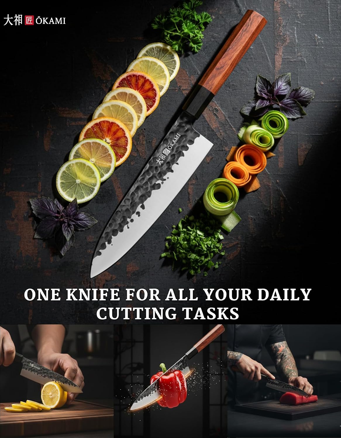 Chef Knife 8 Inch - Hand Forged Kitchen Knife with 67-Layer Japanese Damascus Steel, AUS-10 Core & G10 Handle - Ultra Sharp, Perfectly Balanced Gyuto Knife for Home Chefs and Professionals