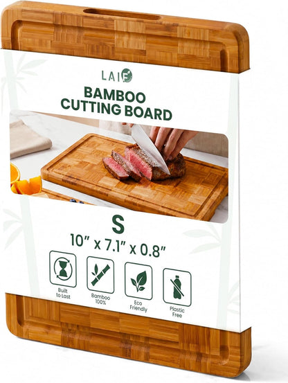 LAIFsolutions Wood Cutting Boards for Kitchen with Juice Groove, Eco-Friendly Wooden Bamboo Chopping board, Food-Safe, Non Plastic Tabla Para, Carbonized Butcher Block for Meat, Veggies Fruits, Large