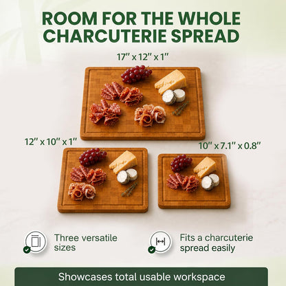 LAIFsolutions Wood Cutting Boards for Kitchen with Juice Groove, Eco-Friendly Wooden Bamboo Chopping board, Food-Safe, Non Plastic Tabla Para, Carbonized Butcher Block for Meat, Veggies Fruits, Large