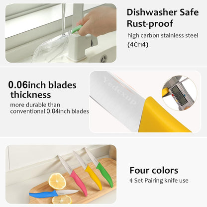 4 Piece Paring Knife Set, 4 Inch Stainless Steel Fruit Knives