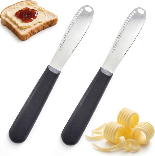 2 PCS Butter Spreader Butter Knife Spreader Butter Curler with Holes | Butter Knives Curler Butter Grater - 3 in 1 Kitchen Gadgets