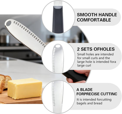 2 PCS Butter Spreader Butter Knife Spreader Butter Curler with Holes | Butter Knives Curler Butter Grater - 3 in 1 Kitchen Gadgets