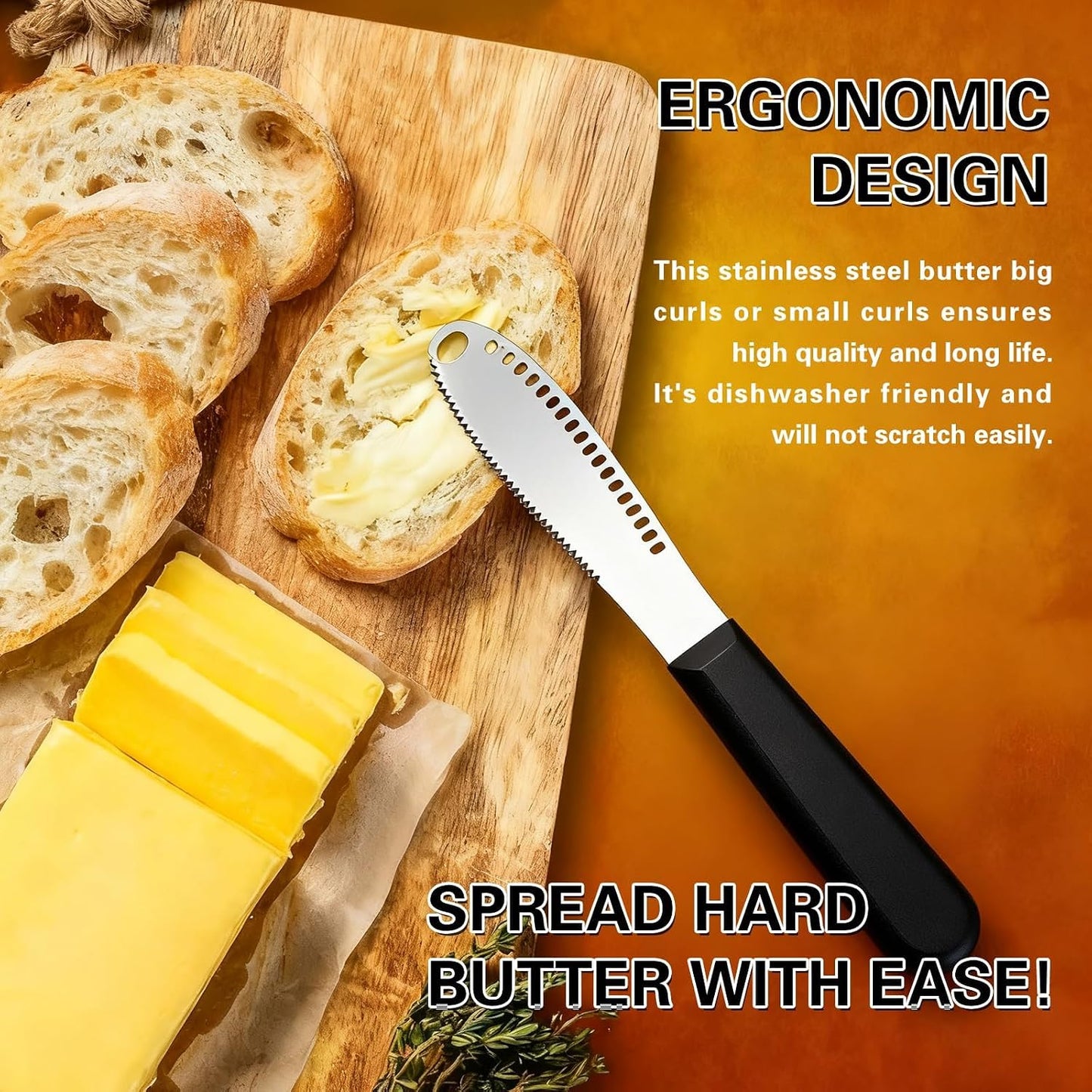 2 PCS Butter Spreader Butter Knife Spreader Butter Curler with Holes | Butter Knives Curler Butter Grater - 3 in 1 Kitchen Gadgets