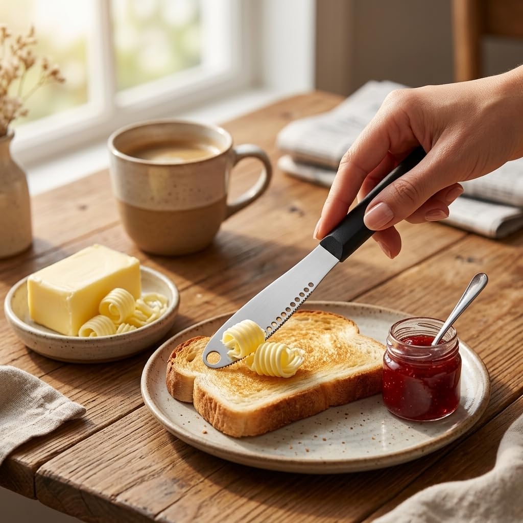 2 PCS Butter Spreader Butter Knife Spreader Butter Curler with Holes | Butter Knives Curler Butter Grater - 3 in 1 Kitchen Gadgets
